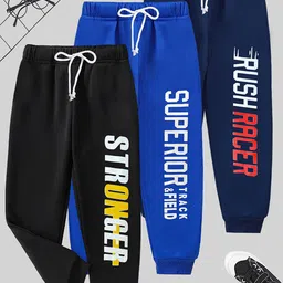 KUCHIPOO Boys Pack Of 3 Printed Mid-Rise Joggers-image-90