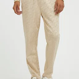 GUESS Men Brand Logo Printed Mid Rise Joggers-image-77