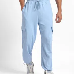 NOBERO Men Onyx Oversized Relaxed Fit Mid-Rise Joggers With Utility Box Pockets-image-5