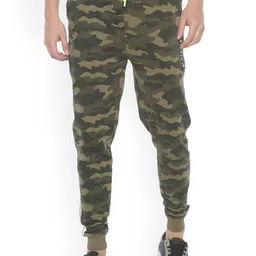 Steenbok Men Camouflage Printed Mid Rise Straight Fit Cotton Joggers-picture-7