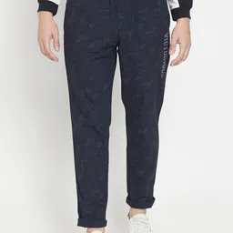 Octave Men Navy Blue Solid Cotton Track Pants-picture-16