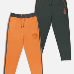 HELLCAT Boys Pack of 2 Orange & Green Solid Track Pants-image-71