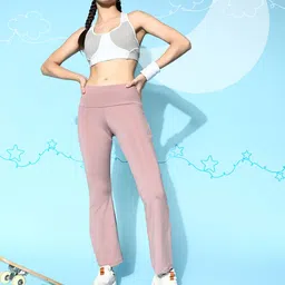Sweet Dreams Women Elegant Mauve Solid Wide Leg Track Pants-image-81
