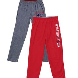 Fashionable Boys Pack Of 2 Red & Grey Printed Relax-Fit Pure Cotton Track Pants-14