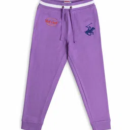 Beverly Hills Polo Club Boys Purple Solid Cotton Track Pants-image-71