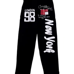 Fashionable Boys Black & White Printed Pure Cotton Track Pants-image-94
