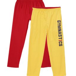 Fashionable Boys Pack Of 2 Red & Yellow Printed Pure Cotton Track Pants-13