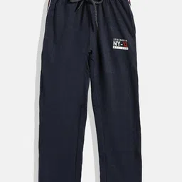 Monte Carlo Boys Navy Blue Solid Cotton Track Pants-image-39