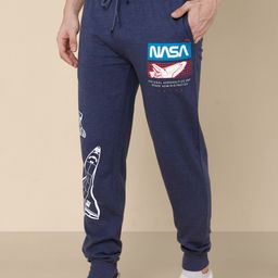 Free Authority Men Blue NASA Printed Cotton Relaxed Fit Track Pants-image-86