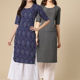 7Threads Women Pack Of 2 Printed Summer Sheers Crepe Kurta-image-43