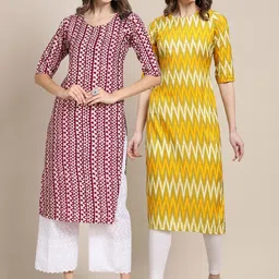 KALINI Women Multicoloured Geometric Printed Thread Work Block Print Handloom Crepe Kurta-picture-8