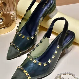 SHRIVAS BY ARCHITA MEHTA Pointed Toe Embellished Block Heeled Pumps-41