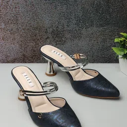 ELLE Textured Kitten Heel Mules-16