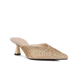 London Rag Embellished Pointed Toe Kitten Heeled Pumps-84