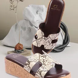 Carlton London Printed Open Toe Wedge Heels-30
