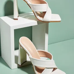 JM Looks Criss Cross Strap Slim Block Heels-14