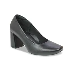 Inc 5 Black Textured Work Block Pumps image 2