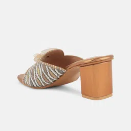 Anouk Copper-Toned Textured Open Toe Block Heels image 2