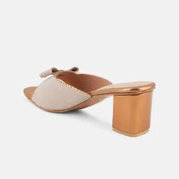 Anouk Copper-Toned Embellished Open Toe Block Heels image 4