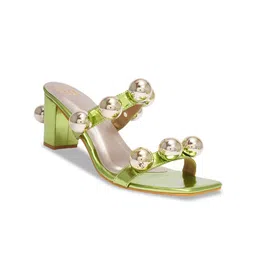 THE WHITE POLE Embellished Open Toe Block Heels image 2