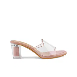 DressBerry Beige Pointed Toe Block Pumps Heels image 2
