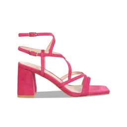 RAG & CO Mid Top Strappy Suede Block Heels Ankle Loop image 2