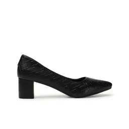 ICONICS Textured Pointed Toe Block Heel Pumps image 3