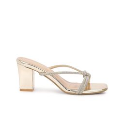 Truffle Collection Embellished Open Toe Block Heels image 3
