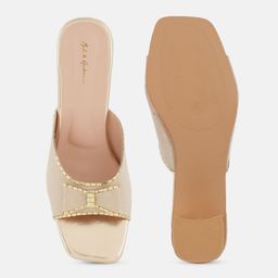 Anouk Gold-Toned Embellished Open Toe Block Heels image 3