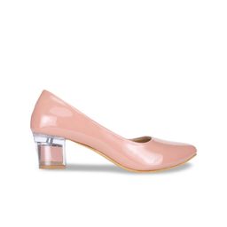 Walkfree Peach-Coloured Printed Block Pumps image 4