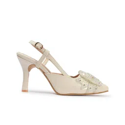 Retro Walk Pointed Toe Embellished Block Heels image 2