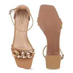 Truffle Collection Embellished Open Toe Ankleloop Block Heels image 4