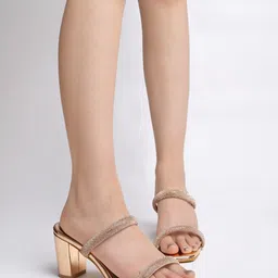 Shoetopia Embellished Two Strap Party Block Heels image 3