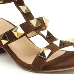 ICONICS Embellished Open Toe Block Heels image 5