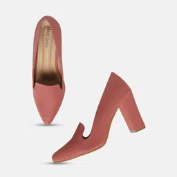 Marc Loire Textured Block Heeled Pumps-26