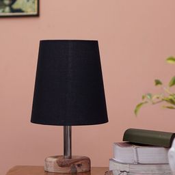 Pinecraft INTERNATIONAL Black Wooden Edra Table Lamp With Frustum Shade-43