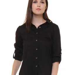 Ruhaans Women Black Classic Casual Shirt-image-30