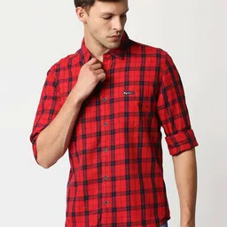 Pepe Jeans Men Red Tartan Checks Checked Casual Shirt-picture-13