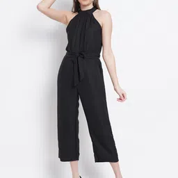 Purple State Black Halter Neck Basic Jumpsuit-image-53
