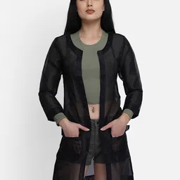 Smarty Pants Women Black Solid Open Front Shrug-picture-35