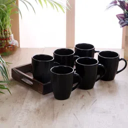 CDI Black Solid Set Of 6  Ceramic Matte Mugs-54