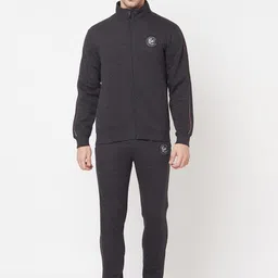 Octave Men Charcoal Grey Solid Cotton Track Suit-image-39