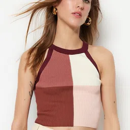 Trendyol Colourblocked Halter Neck Top-image-34