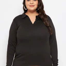 CLORA CREATION Size Shirt Long Sleeves Collar Top-picture-37