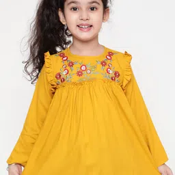 BAESD Girls Floral Embroidered Round Neck Ruffled Regular Top-picture-38