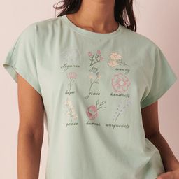 La Vie en Rose Graphic Printed Round Neck Extended Sleeves T-shirt-image-39