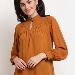 La Zoire Brown Keyhole Neck Top-picture-13