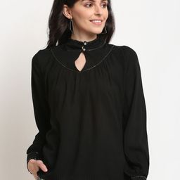 La Zoire Black Keyhole Neck Top-image-9
