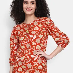 V-Mart Floral Print Tie-Up Neck Top-image-21