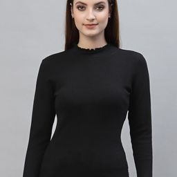 Friskers Black High Neck Long Sleeve Casual Top-picture-40